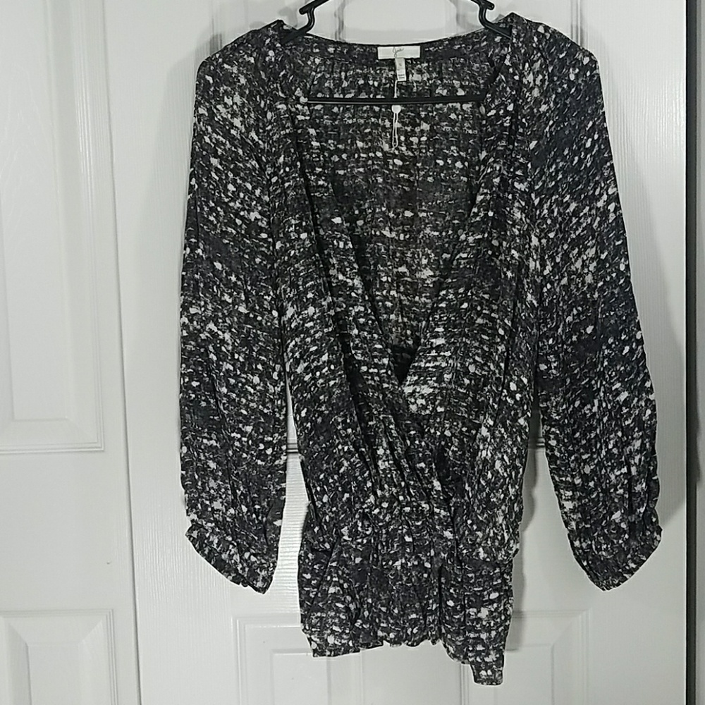 Joie Women's Black/White Silk Lightweight Top